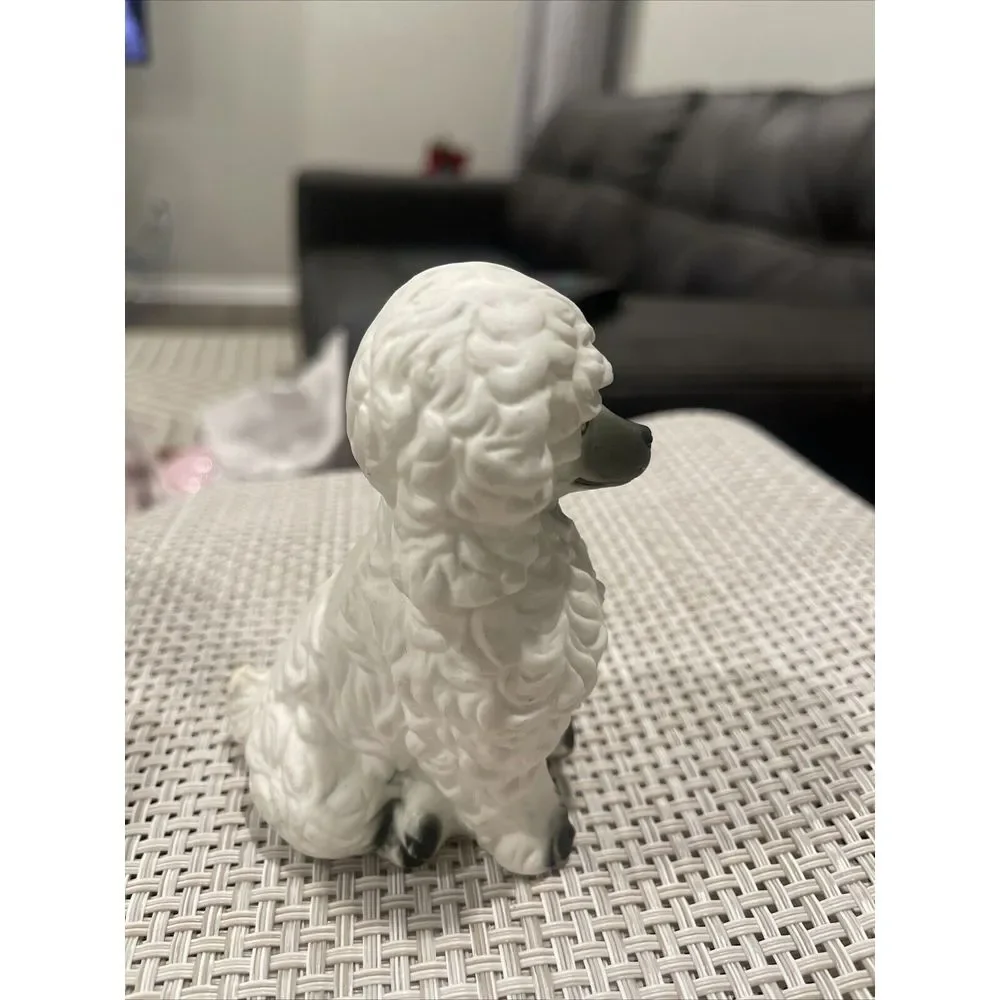 Vintage‎ Porcelain White Permed Coif Poodle Figurine Hand Painted Pretty